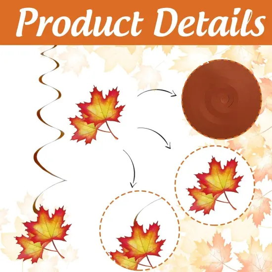 32Pcs Fall Hanging Swirl - Pumpkin, Maple Leaf, and Pinecone {3}