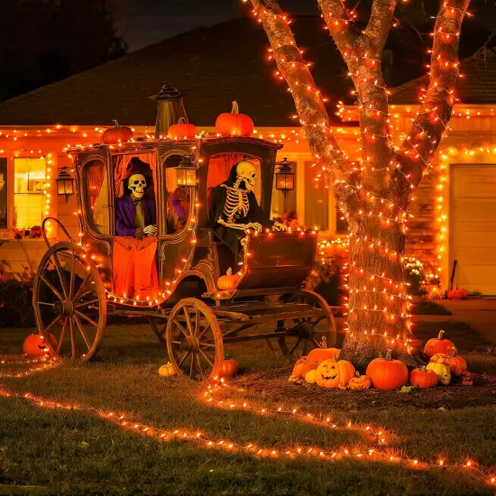 33ft Orange Battery Operated Halloween Lights {5}