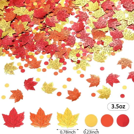 Thanksgiving Fall Maple Leaf Confetti - Foil Metallic Sequins for Autumn Holiday Party Supplies {2}