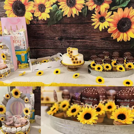 32pcs 3.5" Summer Artificial Sunflowers &ndash; Vibrant Silk Flowers Floral Arrangements {4}