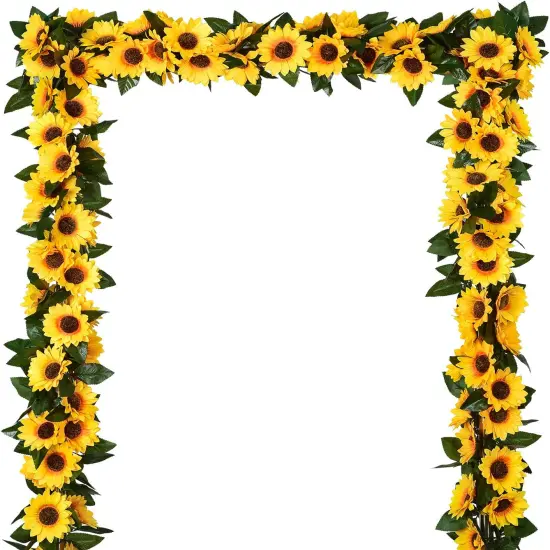 3 Pack Summer Sunflower Garland &ndash; Bright Yellow Silk Sunflower Vines for Wedding, Garden, and Home Summer Decor {1}