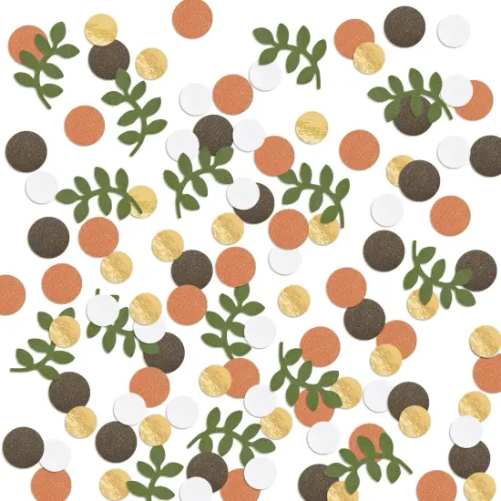 Baby Shower Confetti Glitter Table Decoration Greenery Golden Eucalyptus Jungle Safari Theme Scatter Tropical Rain Forest Woodland Party Bridal Shower Wedding Decor Supplies 210Pcs {1}