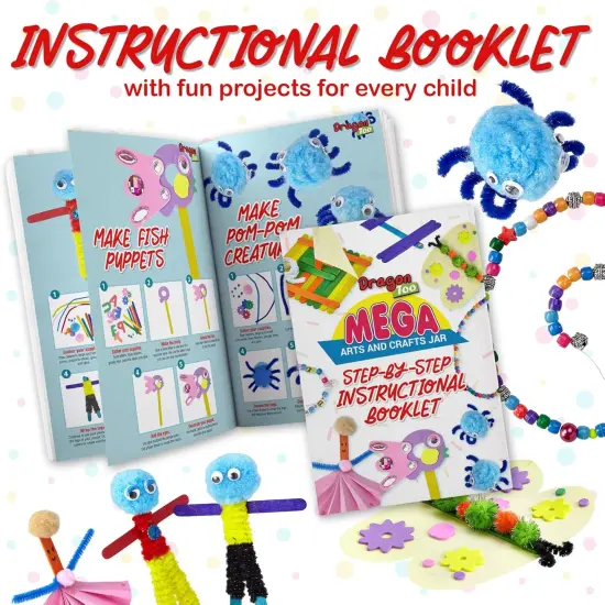 Mega Kids Crafts and Art Supplies Jar Kit - 1000+ Piece Set {2}