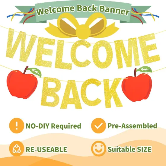 Welcome Back Banner Banner Decorations for Classroom {2}