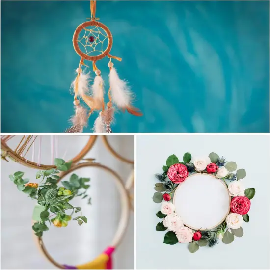 3 Pieces Beech Wood Embroidery Hoops Set by 7 Inch to 9 Inch Circle Hoop Ring Cross Stitch Cotton for DIY Embroidery Floss Starter of Sewing Art Kits Crafts (BeechHoop 7-9) {5}