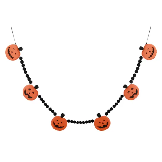 6' Halloween Jack‑o'-Lantern Garland &ndash; Orange & Black Playful Garland {1}