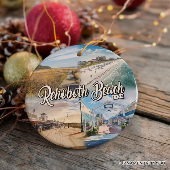 Rehoboth Beach Ceramic Ornament, Delaware Coastal Christmas Gift and Souvenir {6}