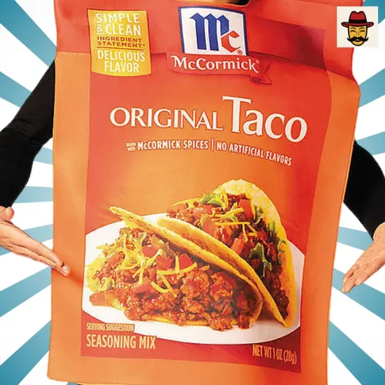 Adults McCormick Taco Seasoning Packet Costume Funny Food Tunic with Realistic Print Front {3}