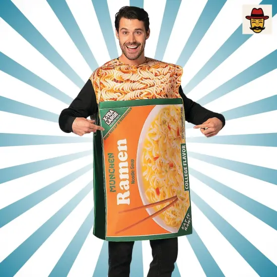 Adults Ramen Noodles Costume Funny Food Foam Tunic Photo Print Halloween Party Outfit {4}