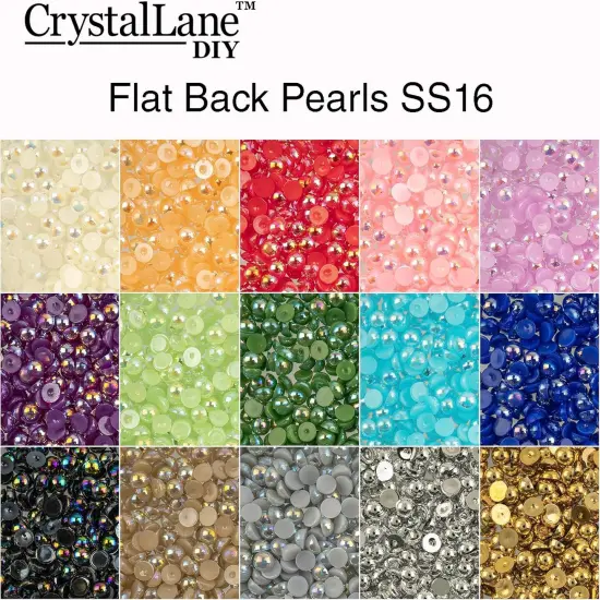 Crystal Lane DIY SS16(4mm) Plastic Pearl Flatback Rhinestones, 975pcs Metallic Gold {6}