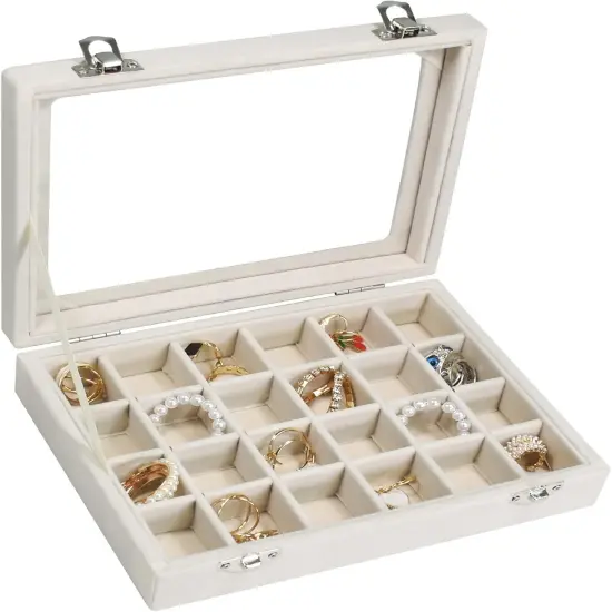Jewelry Box 24 Grid Jewelry Storage Ring Display {1}