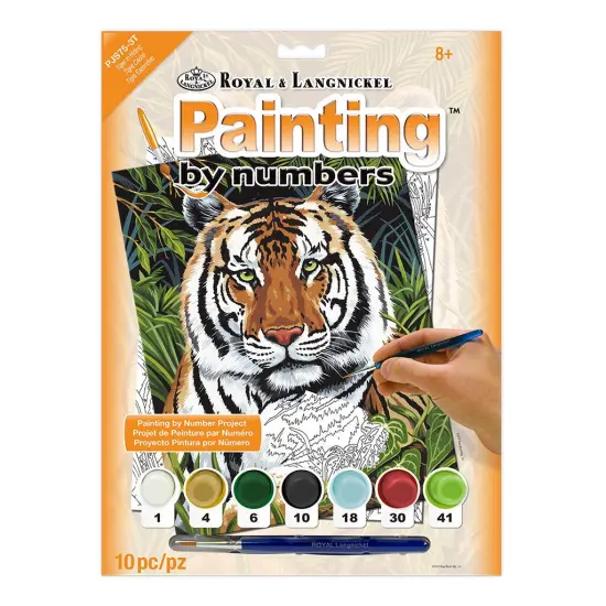 PJS75 | Painting by numbers&trade; 10pc 8.75" x 11.375" Tiger in Hiding Painting Project {1}