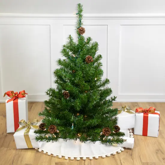 Northlight 3' Pre-Lit Canadian Pine with Pine Cones Artificial Christmas Tree - Clear Lights Green {1}