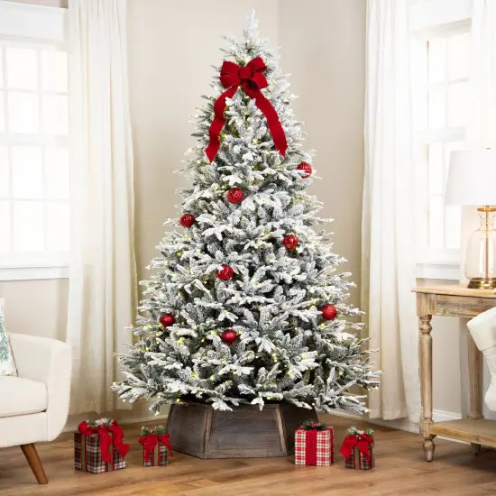 Northlight Real Touch™ Elite Pre-Lit Flocked Yukon Pine IPT Artificial Christmas Tree - 7' Dual Color LED Green {6}