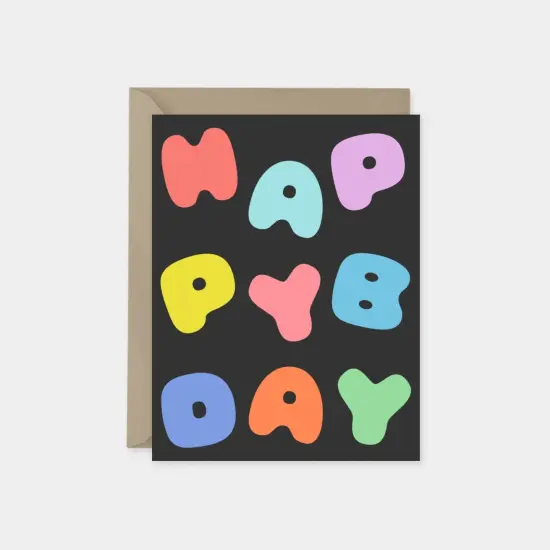 Colorful Puffy Letters "Happy Birthday" Card {1}