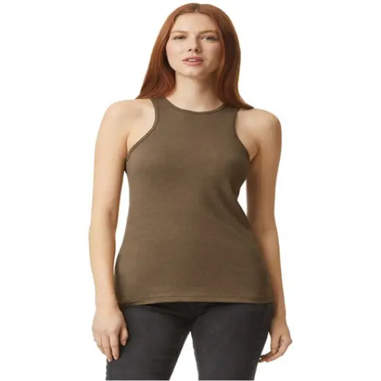 American Apparel&reg; Ladies CVC Racerneck Tank Heather Charcoal {6}