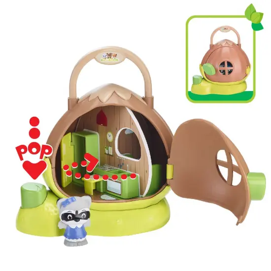 Timber Tots: The Hazelnut House - Portal Mini Home w/ Raccoon Animal Figurine, Interactive Spinning Rooms, Nature Toy Playset, Kids & Toddlers 18Mo+ {4}