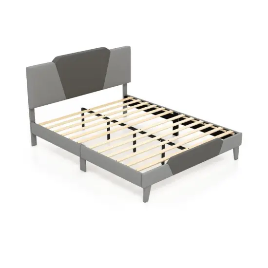 Full/Queen Velvet Upholstered Bed Frame with High Headboard, Soft Touch, Modern Design {2}