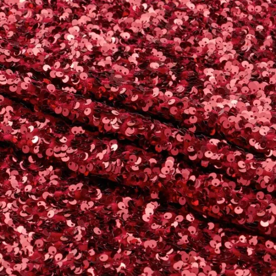 1 Yard Stretch Velvet Sequin Fabric 2 Way Polyester Spandex 36" x 60" Length by Width Burgundy/Bur {1}