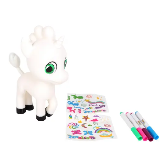Zoonicorn: Color Me - Customize Your 8" Character Miniature Figure, Washable Markers & Stickers, Design Craft Activity, Play-Display Toy Set, Kid 3+ {1}
