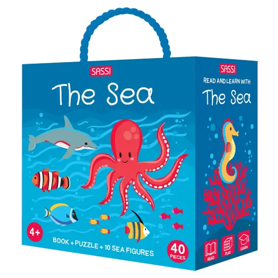 Sassi: Q-Box - The Sea - Read-Play-Learn Underwater Set, 40pc Puzzle, Booklet, 10 Ocean Figures, Storage Box, Interactive Educational Fun, Kids 4+ {1}