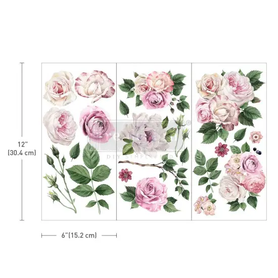 Small Transfers - Delicate Roses - 3 sheets, 6"x12" {1}