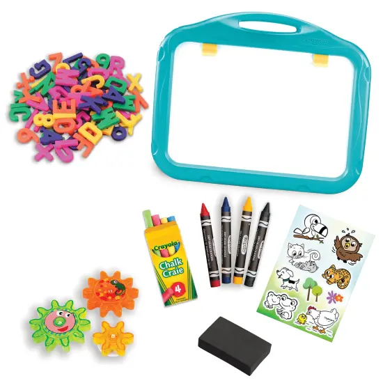 Crayola: Ready-To-Create: Magnetic Board Playset - Blue, Animal Themed - Double-Sided, Dry-Erase/Chalk, Letters & Numbers, Stickers & Gears, Kid 3+ {1}