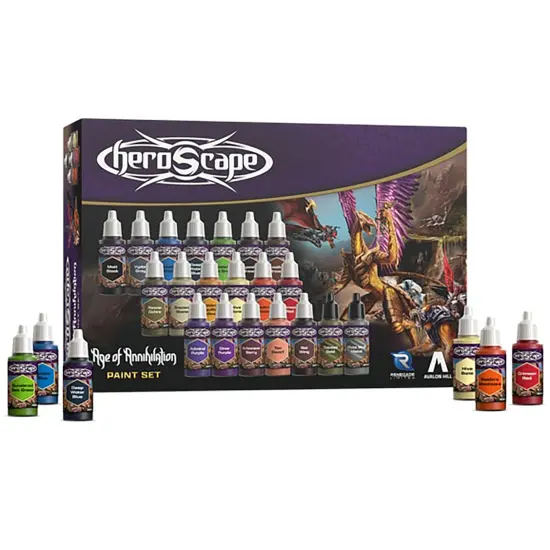 Renegade Games: Heroscape: Age of Annihilation Paint Set - 20 Pigmented Colors, 18ml Bottles, High-Quality, Game & Miniature Figures Art Supplies {4}