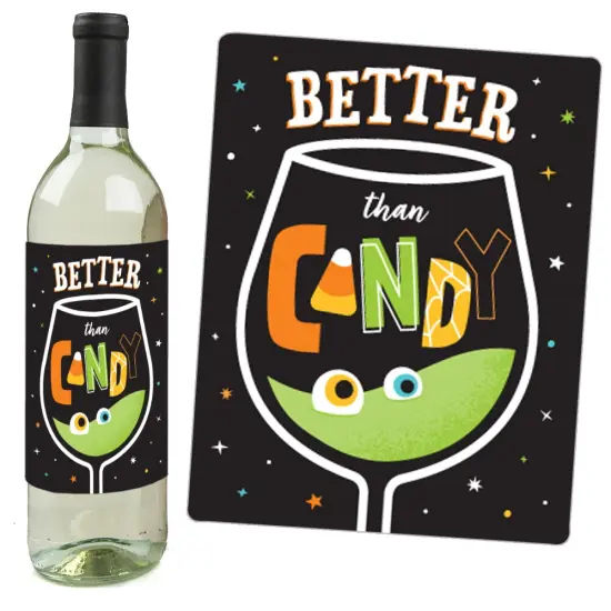 Big Dot of Happiness Here for the Boos Wine Labels, Ghost Halloween Party Decorations for Women & Men, Halloween Wine Bottle Label Stickers - Set of 4 {5}