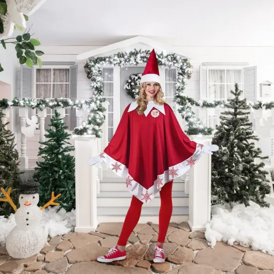 Elf On The Shelf Adult Elf Adult Costume Poncho | One Size Fits Up to 14 {4}