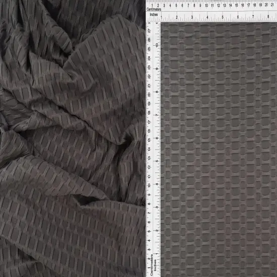 1 Yard Honeycomb Knit Jacquard Solid Fabric Stretch Polyester Spandex 58/60 Inches Wide Brown {6}