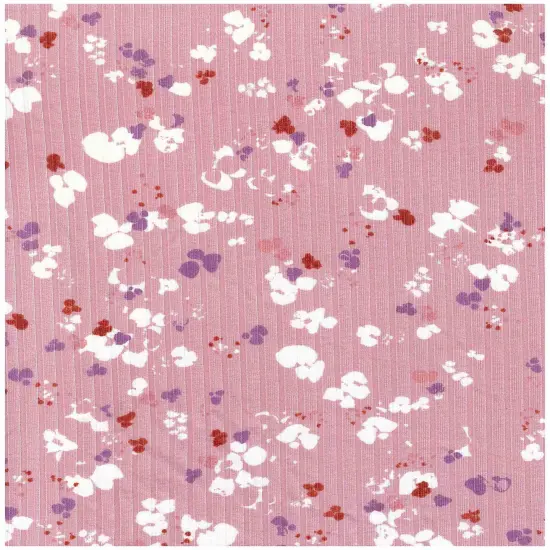 Soft Stretchy 8x3 Rib Knit Fabric with Animal Print, Polyester Spandex Blend 58/60" Wide ROSE {1}