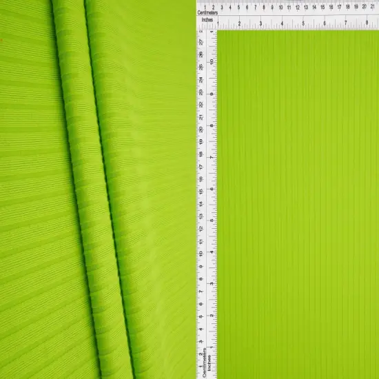 1 Yard Stretchy 8x3 Ribbed Knit Fabric Solid Color Polyester Spandex LIME {1}