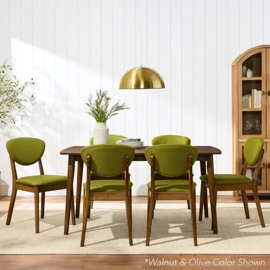 Best Choice Products 2-Piece Mid-Century Modern Wood & Upholstered Dining Chair Set Walnut/Ocean Blue {2}