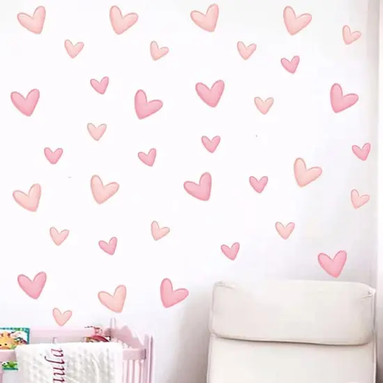 80pcs Pink Heart Shape Wall Decals {3}
