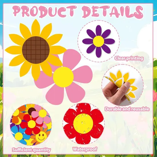 20 Pcs Spring Themed Flower Garland Kit Summer Party Decorations Sunflower Banner Green Leaves Streamers Strings Hanging Swirls for Home School Classroom Baby Shower Birthday Party Supplies {3}