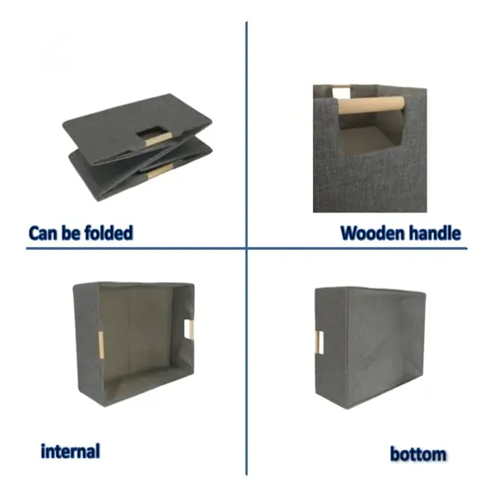 Storage Bin for Shelves Rectangle Closet Baskets Foldable Box with Handles Gray Shelf Baskets Toy Boxes for Home Office Car Dormroom {5}