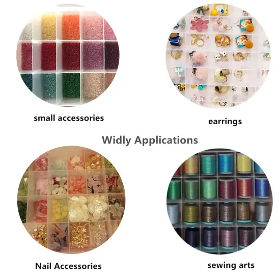 1 PCS 36 Grids Large Plastic Organizer Box with Dividers, Compartment Organizer Box for Nail Accessories/Screw/Sewing Arts and Oil Paint, Bead Storage Containers 14.9" x 9.2" x 1.9" (Clear) {6}