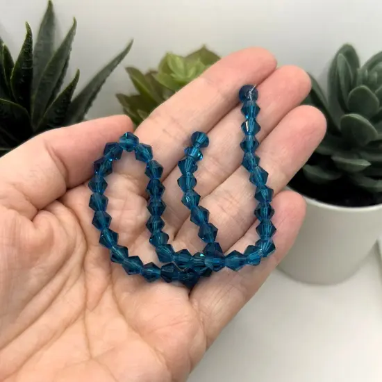 1 or 4 Strands 6x6mm Dark Blue Bicone Beads, Imitation Crystal, Grade AA {3}