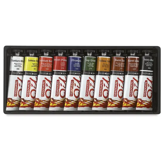 Daler-Rowney Graduate Oil Colors - Introduction Set, Set of 10 Colors, 38 ml tubes {1}