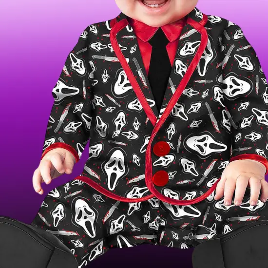 Toddler Scream Ghost Face Party Suit Costume Halloween Jumpsuit Hat Red Shirt Black Tie Outfit {5}