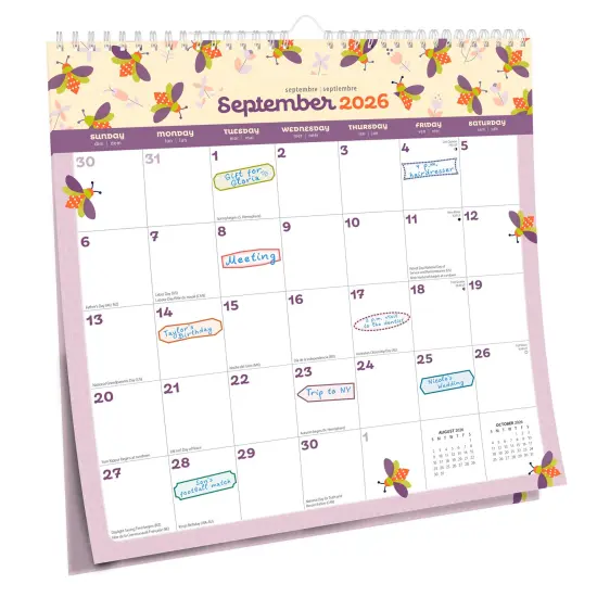 Busy Bees | 2026 12 x 12 Inch (Hanging) Monthly Square Wire-O Calendar | Sticker Sheet {4}