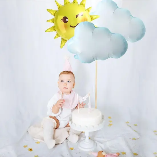 Balloon 6 pcs White Cloud Foil Mylar Balloons for Wedding Birthday Summer Theme Party Decoration {2}