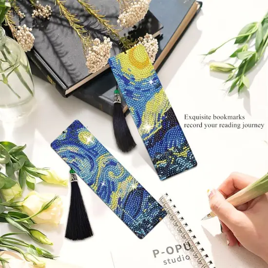 4 PCS Diamond Art Painting Bookmarks Kits Van Gogh Starry Night {2}