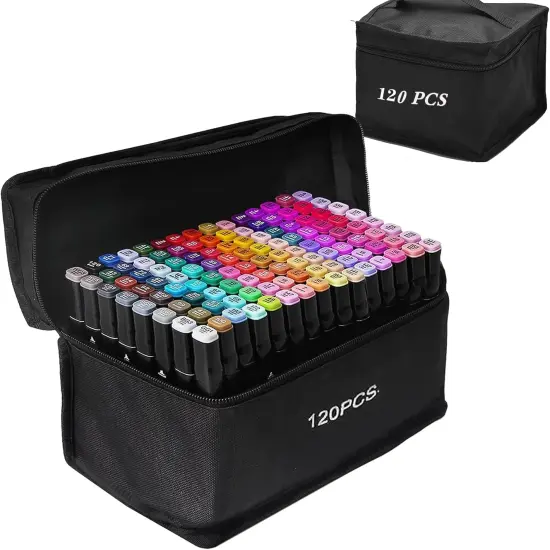 120P Alcohol Markers Brush Dual Tip Sketch Marker {1}