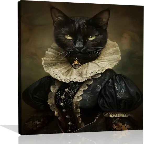 Halloween Gothic Cat Canvas Wall Art - 12X16 Inch {1}