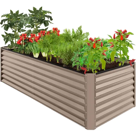 Best Choice Products 8x4x2ft Outdoor Metal Raised Garden Bed, Planter Box for Vegetables, Flowers, Herbs Navy {7}