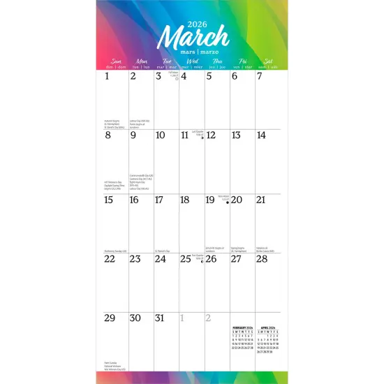 Big & Bright Large Print | 2026 12 x 24 Inch (Hanging) Monthly Square Wall Calendar | Matte Paper | Plastic-Free {3}