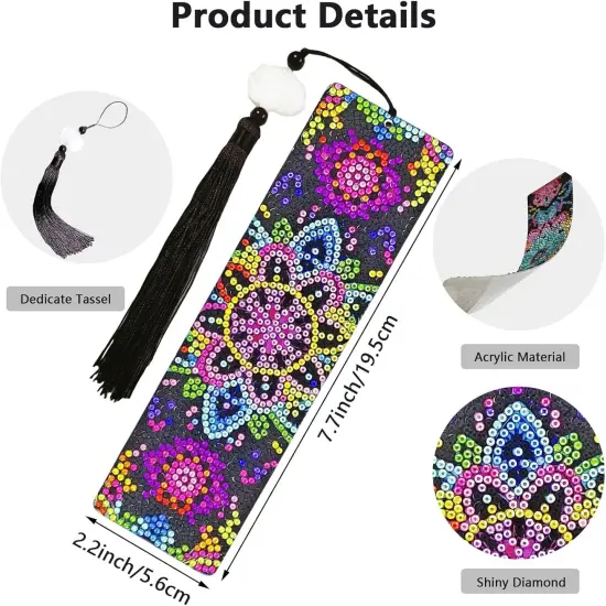 8PCS Mandala Diamond Painting Bookmarks Kit for Adults {5}