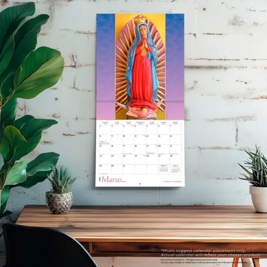La Virgen de Guadalupe | 2026 12 x 24 Inch (Hanging) Monthly Square Wall Calendar | English/Spanish Bilingual | Plastic-Free {5}